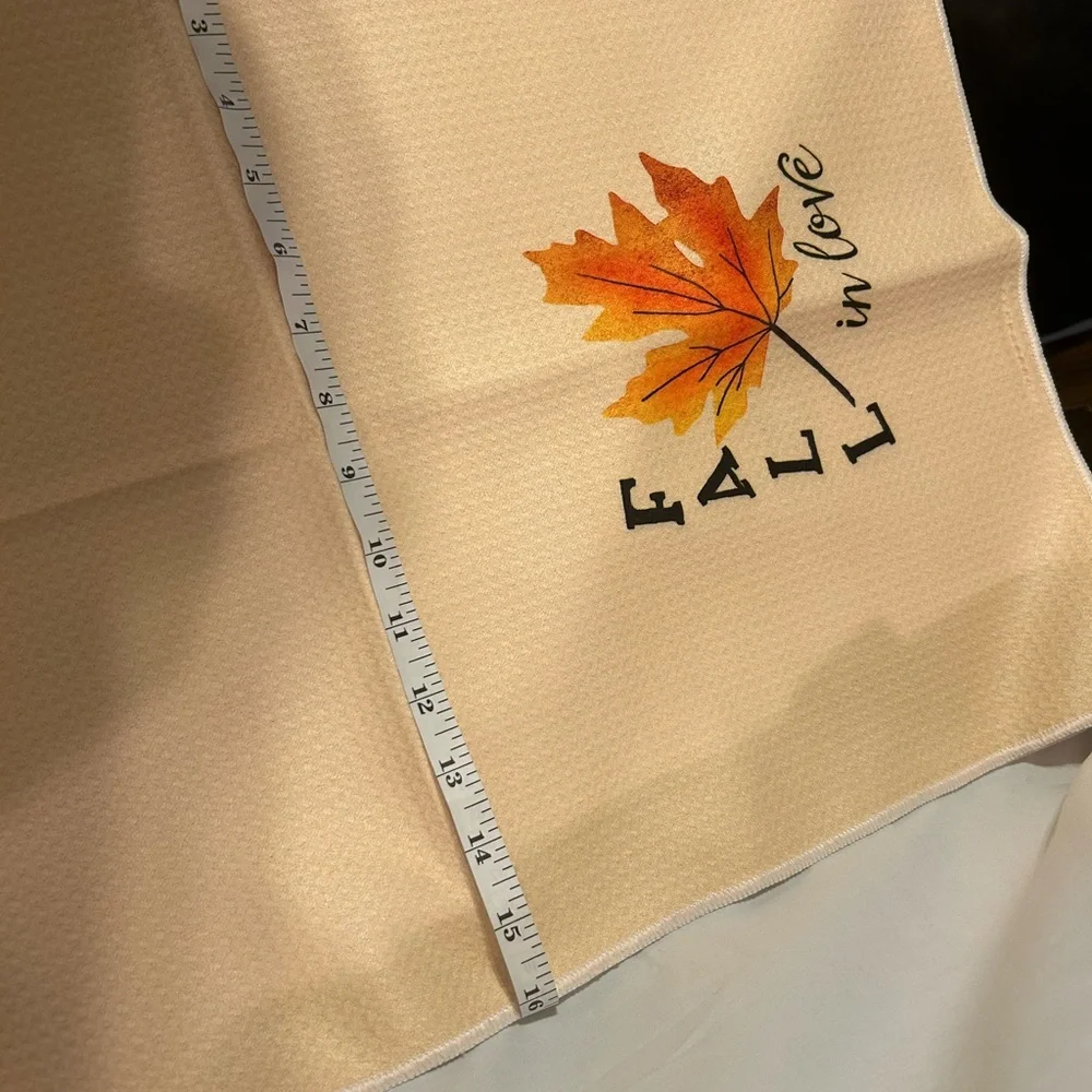 Cream and Orange Hand Towels with‎ Autumn Leaf Design